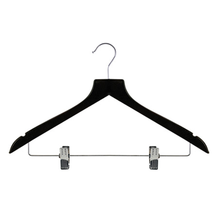 Wooden clothes hanger--clip style